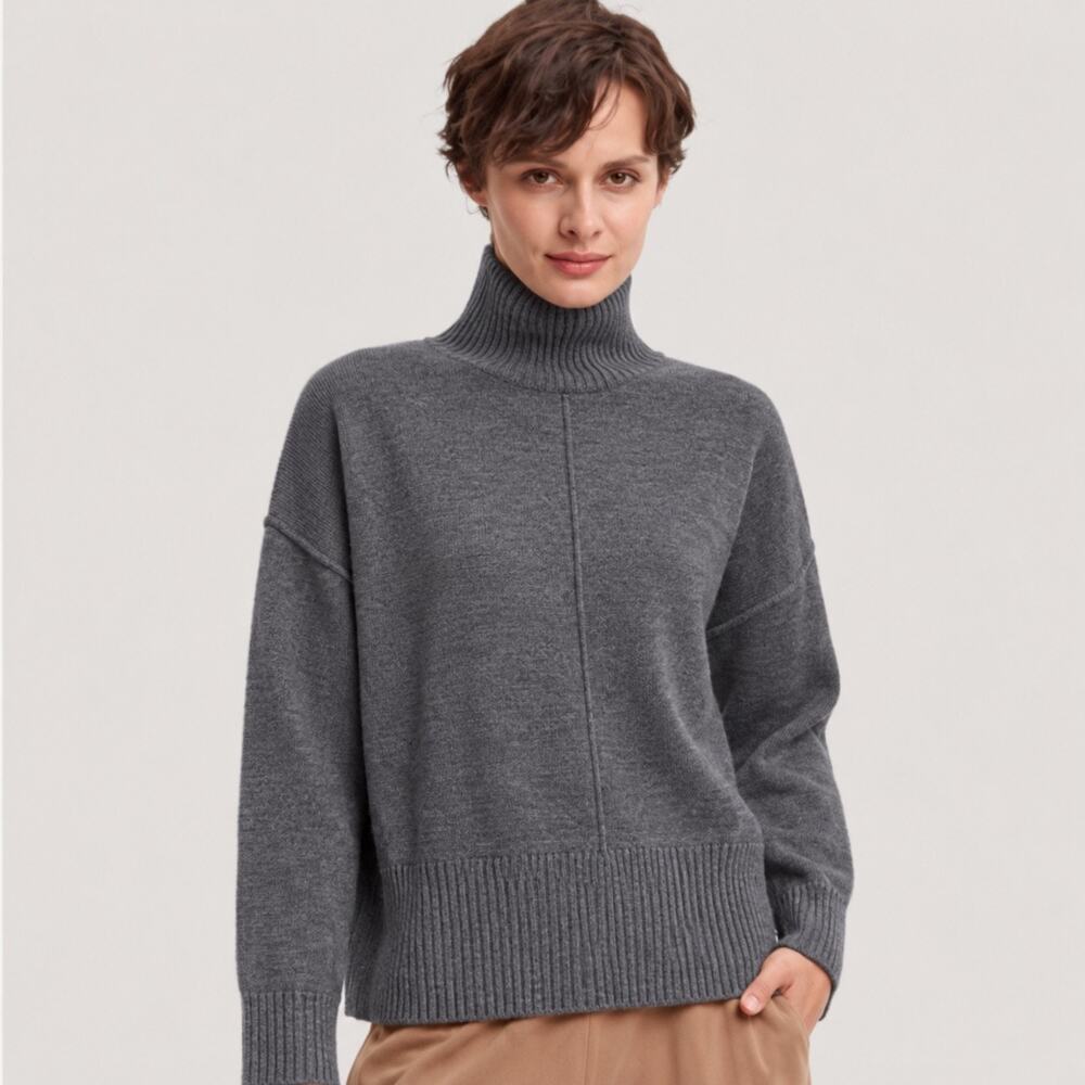 Gentle Herd Sweater Womens Medium Gray Wool Yak Turtleneck Raglan Knit Pullover